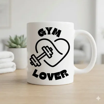 Vector Logo Premium Gym Lover Mancuerna Corazón