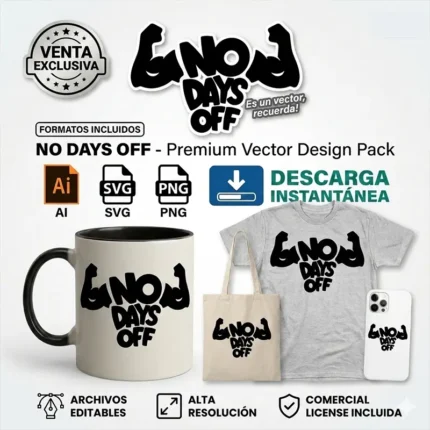 Vector Logo Premium No Days Off Gym para Sublimación