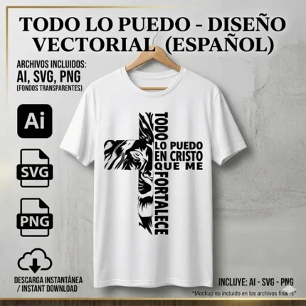Vector Logo Premium Todo Lo Puedo En Cristo León de Judá