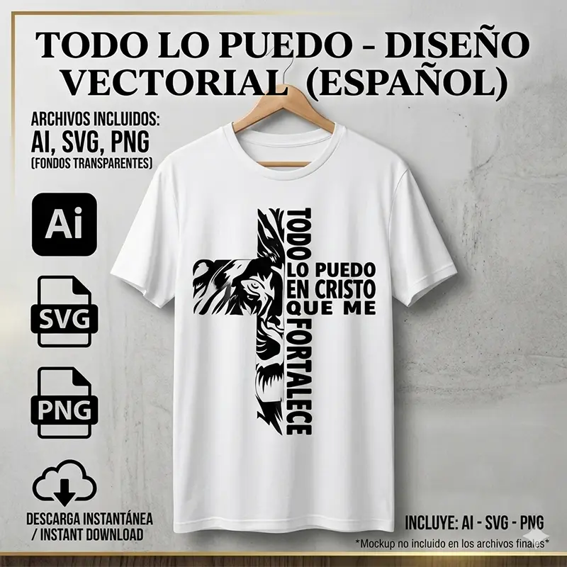 Vector Logo Premium Todo Lo Puedo En Cristo León de Judá Vector Logo Premium Todo Lo Puedo En Cristo León de Judá