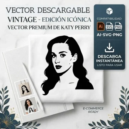 Vector Logo Rostro Katy Perry Vintage para Sublimación