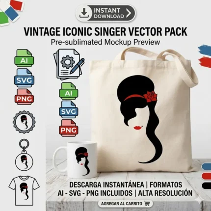 Vector Silueta Premium Amy Winehouse para Sublimación