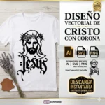 Vector Stencil Silueta de Cristo con Corona Pack Digital