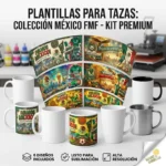 Pack 6 Plantillas para Tazas Selección de México - Sublimación PNG - Image 2