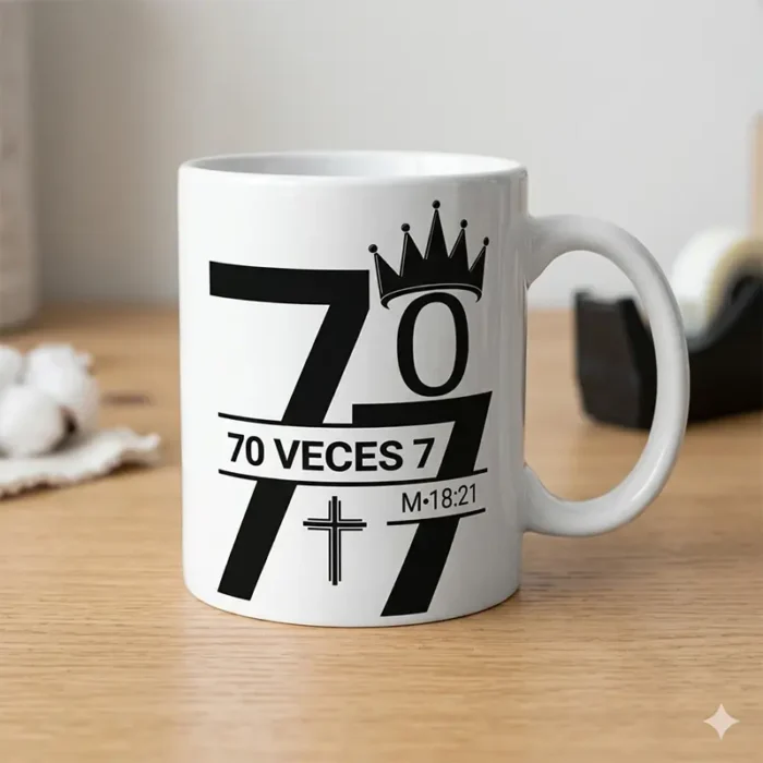 70 Veces 7 – Vector Cristiano con Corona y Cruz Mateo 18.21 para Sublimar