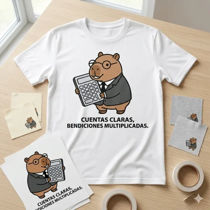 Cuentas Claras, Bendiciones Multiplicadas – Vector Cristiano Capibara Contador para Sublimar