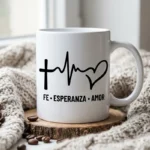 Fe, Esperanza, Amor – Vector Cristiano con Cruz y Corazón para Sublimar