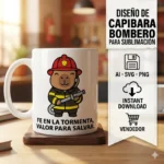 Fe en la Tormenta, Valor para Salvar – Vector Cristiano Capibara Bombero GRATIS para Sublimar