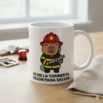 Fe en la Tormenta, Valor para Salvar – Vector Cristiano Capibara Bombero GRATIS para Sublimar
