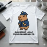 Guardando la Paz con un Corazón de Fe – Vector Cristiano Capibara Policía para Sublimar