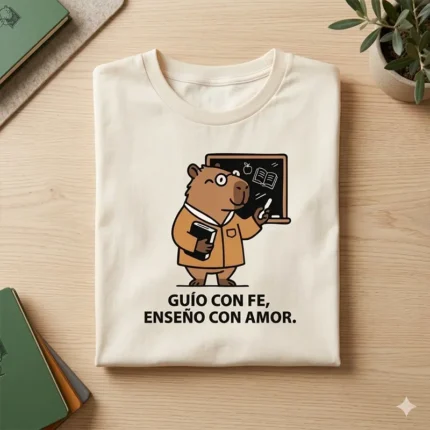 Guío con Fe, Enseño con Amor – Vector Cristiano Capibara Maestro para Sublimar