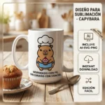 Horneado con Fe, Decorado con Gracia – Vector Cristiano Capibara Repostero para Sublimar