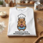 Horneado con Fe, Decorado con Gracia – Vector Cristiano Capibara Repostero para Sublimar