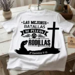 Las Mejores Batallas se Pelean de Rodillas – Vector Cristiano con Cruz para Sublimar