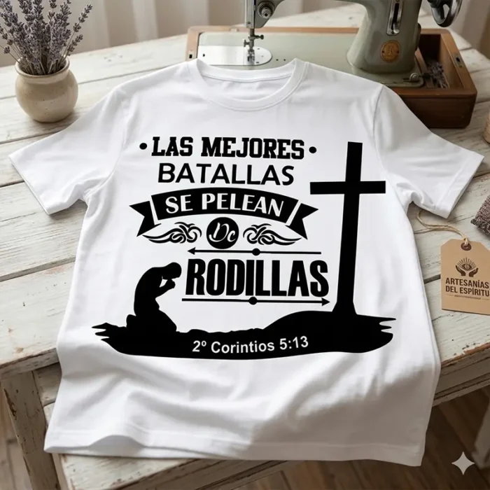 Las Mejores Batallas se Pelean de Rodillas – Vector Cristiano con Cruz para Sublimar