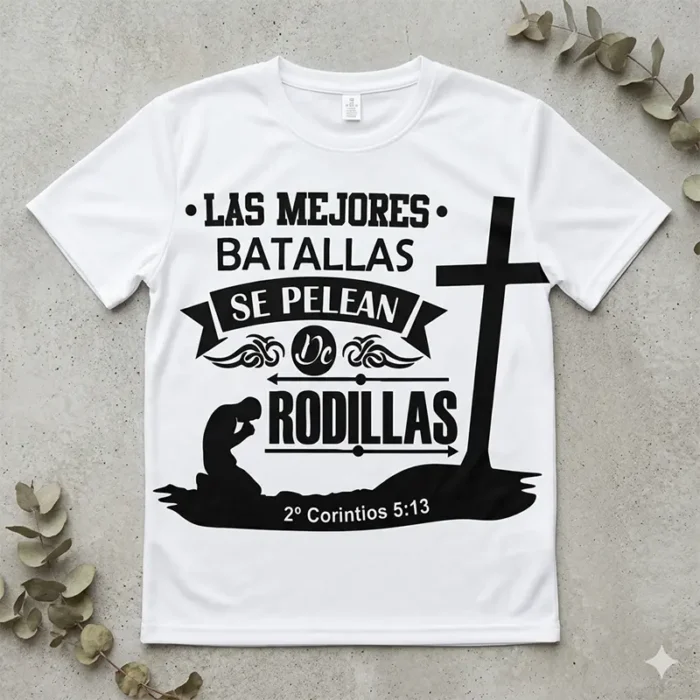 Las Mejores Batallas se Pelean de Rodillas – Vector Cristiano con Cruz para Sublimar