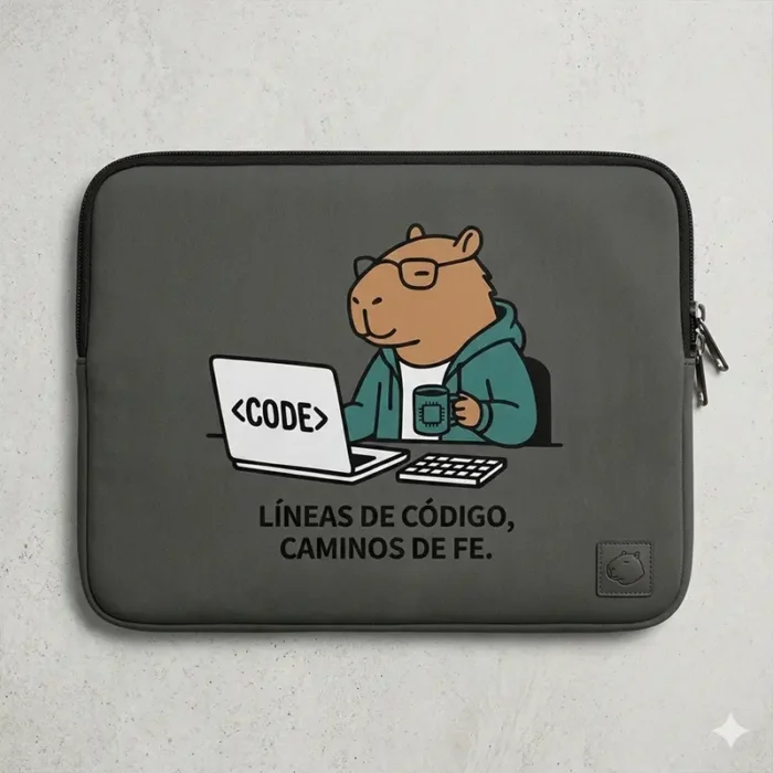 Líneas de Código, Caminos de Fe – Vector Cristiano Capibara Programador para Sublimar