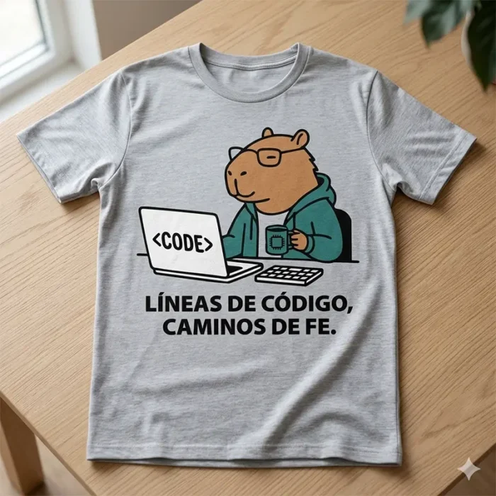 Líneas de Código, Caminos de Fe – Vector Cristiano Capibara Programador para Sublimar