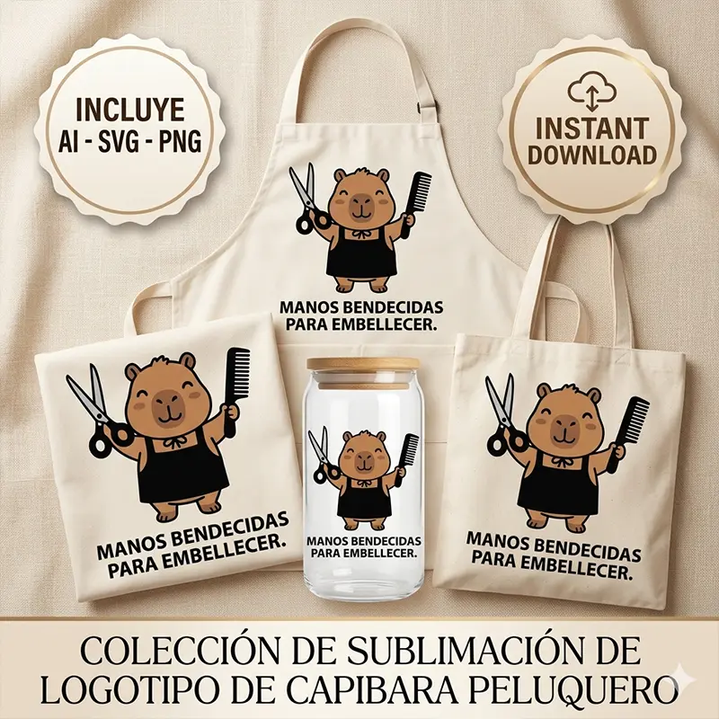 Manos Bendecidas para Embellecer – Vector Cristiano Capibara Peluquero.a para Sublimar Manos Bendecidas para Embellecer – Vector Cristiano Capibara Peluquero/a para Sublimar - Imagen 1