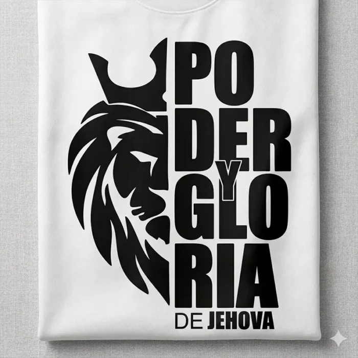 Poder y Gloria de Jehová – Vector Cristiano con León y Corona para Sublimar