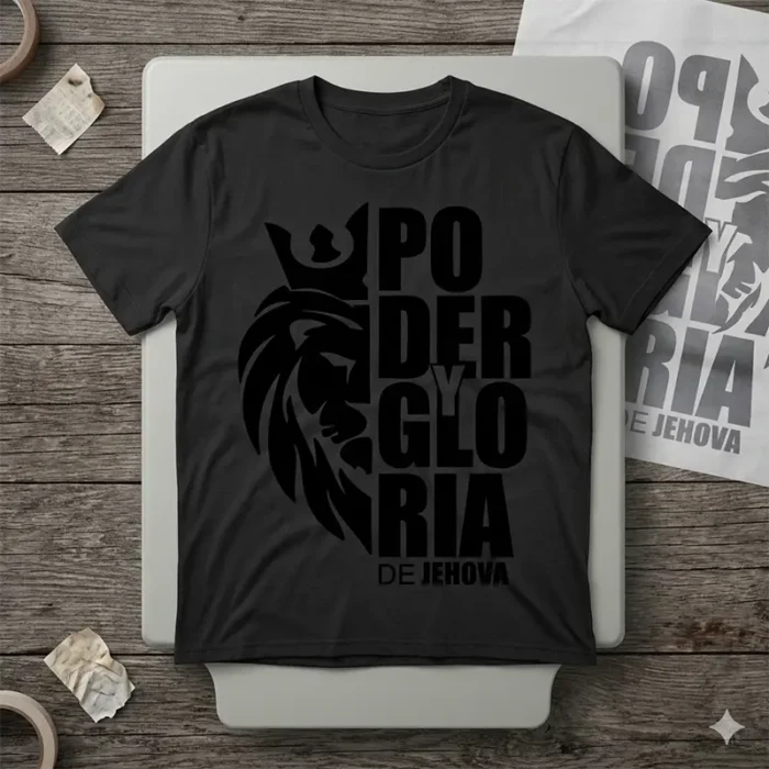 Poder y Gloria de Jehová – Vector Cristiano con León y Corona para Sublimar