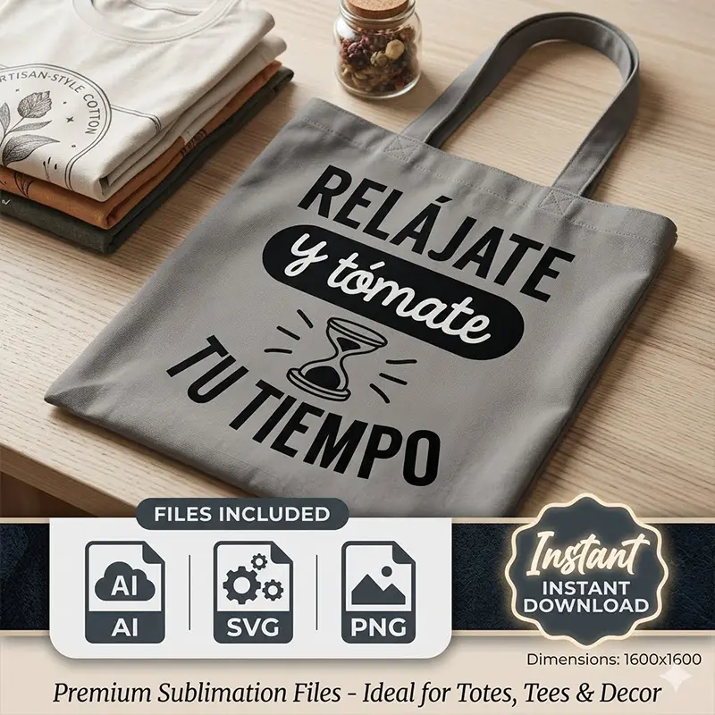 Relájate y Tómate tu Tiempo – Vector Frase Motivacional para Sublimar Relájate y Tómate tu Tiempo – Vector Frase Motivacional para Sublimar - Image 1