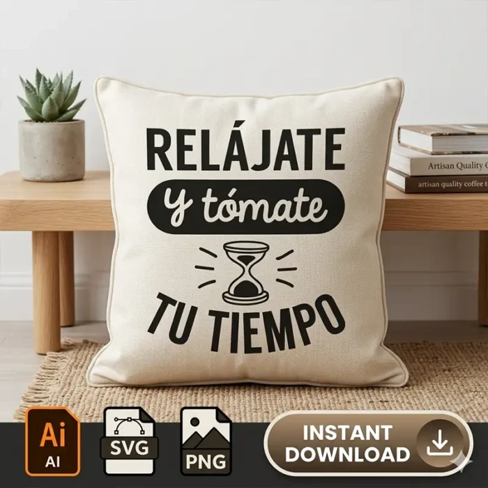 Relájate y Tómate tu Tiempo – Vector Frase Motivacional para Sublimar