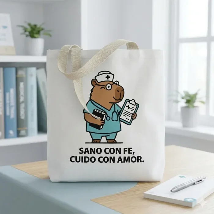 Sano con Fe, Cuido con Amor – Vector Cristiano Capibara Enfermero/a para Sublimar