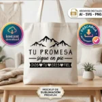 Tu Promesa Sigue en Pie – Vector Cristiano Gratis con Montañas para Sublimar
