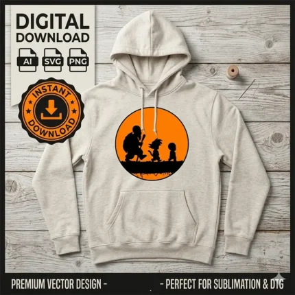 Vector Anime Dragon Ball Entrenamiento Silueta Sol Pack Digital