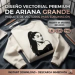 Diseño vectorial premium de Ariana Grande con su icónica coleta alta estampado en una sudadera color crema