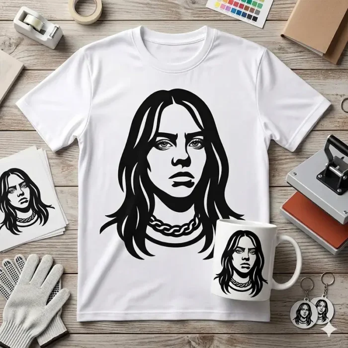 Vector Billie Eilish Música Pop Alternativa para Estampado y Corte
