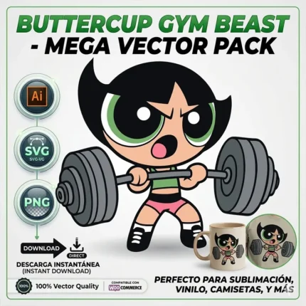 Vector Fitness Bellota Gym Beast Chicas Superpoderosas Pack Digital