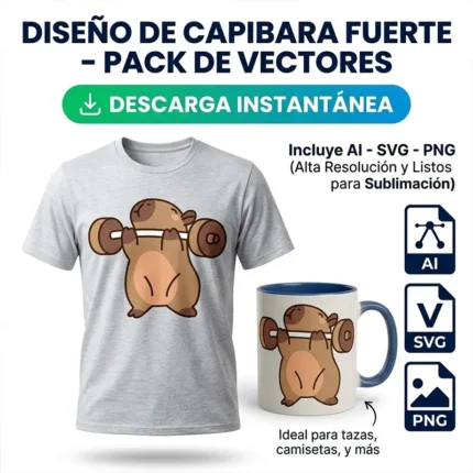 Vector Fitness Capibara Fuerte Carpincho Gym para Sublimación