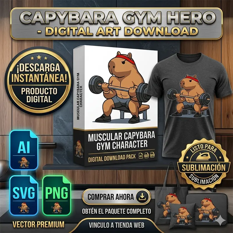 Vector Fitness Capybara Gym Hero Carpincho Pack Digital Vector Fitness Capybara Gym Hero Carpincho Pack Digital
