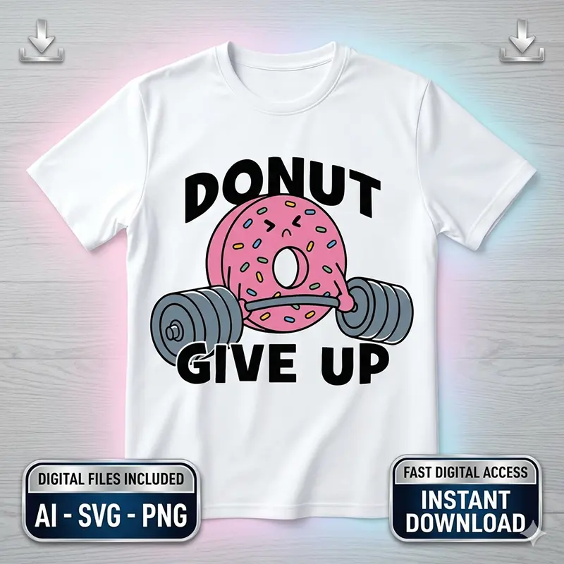 Vector Fitness Donut Give Up Gym Pack Digital para Sublimación Vector Fitness Donut Give Up Gym Pack Digital para Sublimación