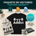 Vector Fitness Lifting Addict Gym Pack Digital de Sublimación