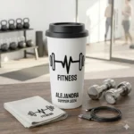 Vector Fitness Logotipo Latido Mancuerna Pack Digital