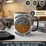 Vector Fitness Medio Fit Medio Fat Gym Pack Digital para Sublimación