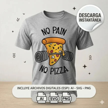 Vector Fitness No Pain No Pizza Gym Pack Digital para Sublimación