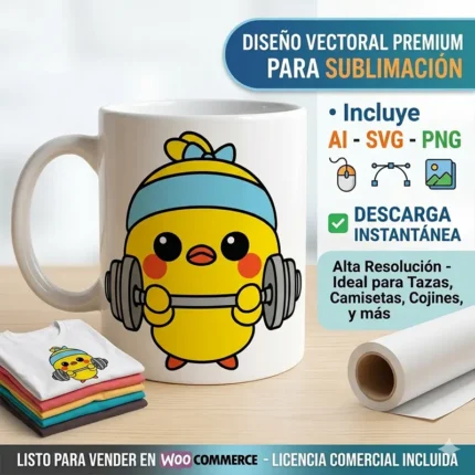 Vector Fitness Pollito Tierno Gym Pack Digital para Sublimación