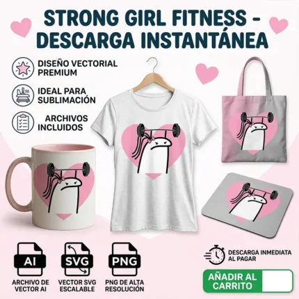 Vector Fitness Strong Girl Flork Gym Pack Digital de Sublimación