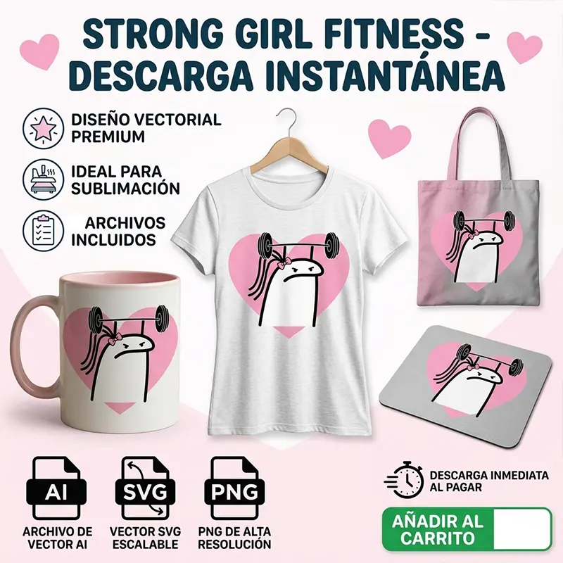 Vector Fitness Strong Girl Flork Gym Pack Digital de Sublimación Vector Fitness Strong Girl Flork Gym Pack Digital de Sublimación