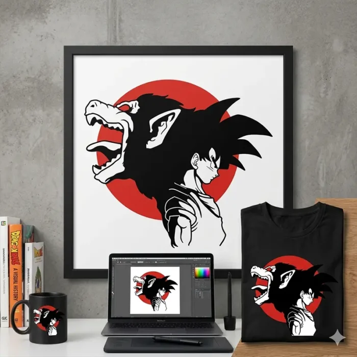 Vector Goku y Ozaru Dragon Ball Anime para Estampado y Corte
