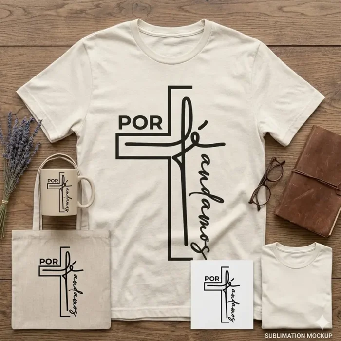 Vector Gratis Frase Cristiana Por Fe Andamos Cruz SVG PNG AI