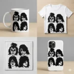 Vector KISS Banda Rock Caras Stencil para Estampado y Corte