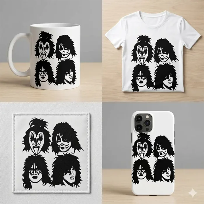 Vector KISS Banda Rock Caras Stencil para Estampado y Corte