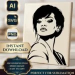 Vector Rihanna Música Pop Retrato para Estampado y Corte