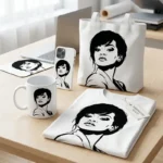 Vector Rihanna Música Pop Retrato para Estampado y Corte