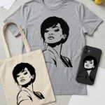 Vector Rihanna Música Pop Retrato para Estampado y Corte